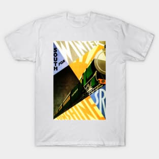 Winter Head South for Sunshine Art Deco Vintage Railway Travel T-Shirt